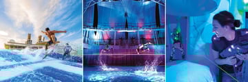 Wonder of the Seas onboard entertainment: FlowRider, AquaTheater and Laser Tag