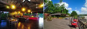 Dining deck and viewing deck at Abai Jungle Lodge