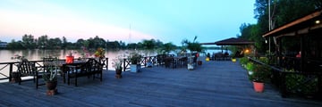 Beautiful viewing jetty overlooking Kinabatangan River at Abai Jungle Lodge