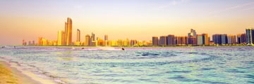 Abu Dhabi skyline at sunset