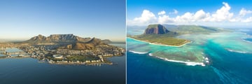 Aerial view of Cape Town & Mauritius