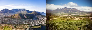 Aerial view of Cape Town and Stellenbosch Vineyards