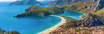 An aerial view of Fethiye, Turkey