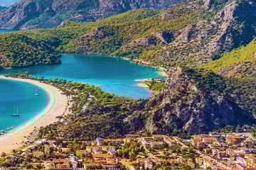 An aerial view of Fethiye, Turkey