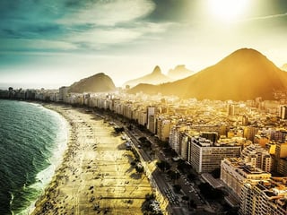 Aerial view of the famous Copacabana Beach in Rio de Janeiro