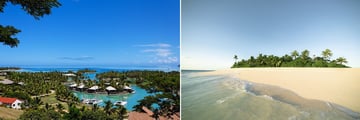 Aerial View of the Musket Cove Island Resort & Tropical Fiji island 