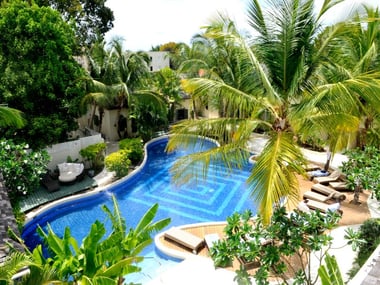 Aerial view of the pool at Waves Resort