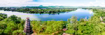 Aerial View of Tien Mu Pagoda Hue Vietnam