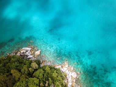 Aerial view over Malaysia's Perhentian Islands