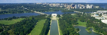 An aerial view of Washington DC
