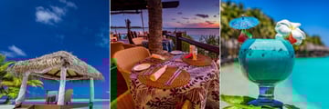 Beachfront Gazebo, Flying Boat Beach Bar & Grill and Cocktails at Aitutaki Lagoon Resort & Spa
