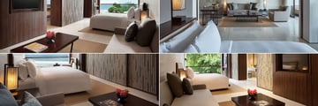 Alila Seminyak, (clockwise from top left): Alila Ocean Suite, Club Suite, Deluxe Suite and Deluxe Ocean Suite