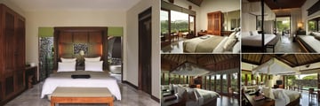 Alila Ubud, (clockwise from left): Deluxe Room, Superior Room, New Terrace Villa, Pool Villa and Valley Villa Bedrooms