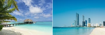 The landscapes of the Maldives & Dubai