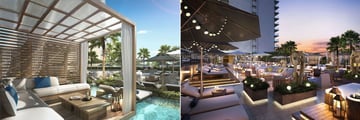 Private Pool Cabana and Infinity Pool Deck at Night at Alohilani Resort Waikiki Beach