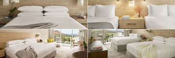 Alohilani Resort Waikiki Beach, (clockwise from top left): Standard Bedrooms King and Twin, Partial Ocean View Twin Beds and Partial Ocean King Bed Rooms  