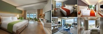 Amari Phuket, (clockwise from left): Deluxe Ocean View, Superior Ocean View, Junior Suite Ocean View, One Bedroom Ocean Facing Suite and Two Bedroom Ocean Facing Suite Living Room