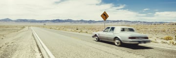 Driving along the American highway in Utah
