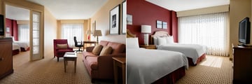 Double-Double Suite Living Area and Bedroom at Anaheim Marriott Suites 
