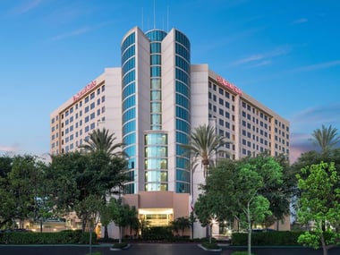 Anaheim Marriott Suites in the evening