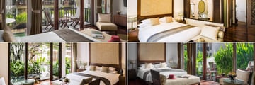 Clockwise from top left: Suite, Premier Suite, Terrace Suite, Premier Terrace Suite at Anantara Angkor Resort