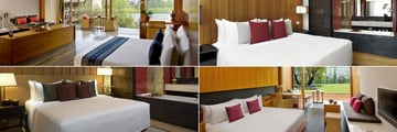 Anantara Chiang Mai Resort, (clockwise from top left): Kasara River View Suite, Three Bedroom Suite Master Room, Deluxe Garden View Room and Two Bedroom Suite Master Room