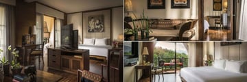 Anantara Golden Triangle Resort, (clockwise from left): Three Country View Suite, Three Country View Family Suite and Deluxe Three Country View Room