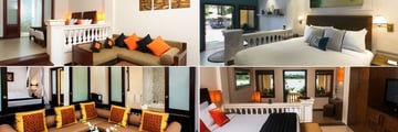 Anantara Hoi An, (clockwise from top left): Deluxe Room, Deluxe Balcony Room, Deluxe River View Suite and Anantara River View Suite