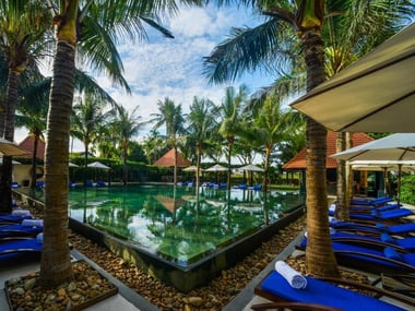 Pool with sunloungers