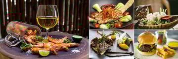 Anantara Hoi An, A Selection of Dishes - Shrimp, Braised Bass, Vietnamese Rolls, Burger and Lamb Cutlets