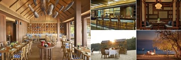 Anantara Layan Phuket Resort, (clockwise from left): Sala Layan Restaurant, Breeze, Dee Plee Restaurant, Dining by Design on the Beach and Beach Barbeque
