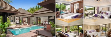 Anantara Layan Phuket Resort, (clockwise from left): Two Bedroom Pool Villa, Deluxe Pool Villa, Premier Room, Sala Pool Villa and Beachfront Layan Pool Villa