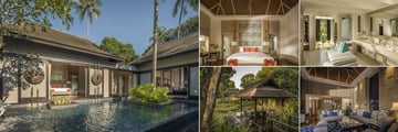 Anantara Mai Khao Phuket Villas, Two Bedroom Jim Thompson Villa Master Bedroom, Master Bathroom, Living Room and Sala Over Lagoon