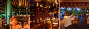 Anantara Maia Seychelles Villas, (from left): Sunset Bar, Wine Boutique and Tec Tec Restaurant