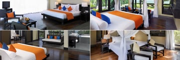 Anantara Mui Ne, (clockwise from top left): Premier Room, One Bedroom Beachfront Pool Villa, Two Bedroom Duplex Pool Villa and Two Bedroom Suite