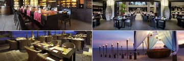 Anantara Mui Ne, (clockwise from top left): The Wine Room, L'Anmien Restaurant, Beachfront Dining and Thung Restaurant