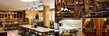 Andaz Napa, (clockwise from left): Restaurant, Terrace Fire Pit, Bar, Terrace and Bar Lounge