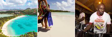 Deep Bay Atingua, Antigua Beach, Steel Pan Player at Shirly Heights Antigua