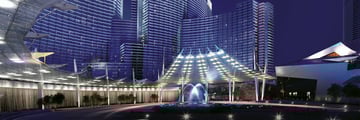 Hotel Exterior at Night at Aria Resort & Casino