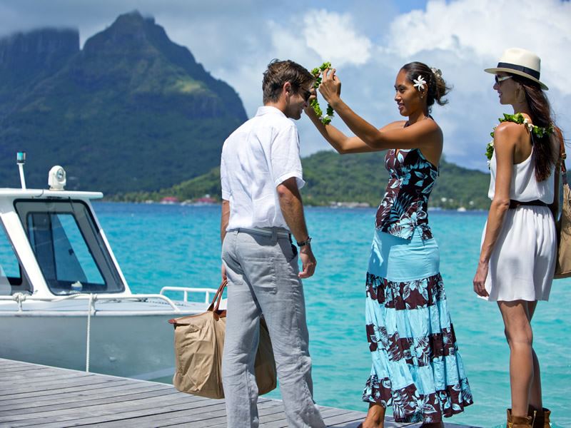 Arriving in Bora Bora by boat