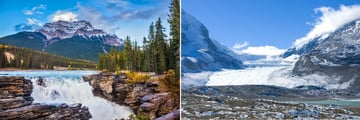 Athabasca Falls and Glacier in Jasper