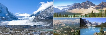 Athabasca Glacier, Lake Louise, Aerial view of Banff & Lake Moraine in Banff National Park