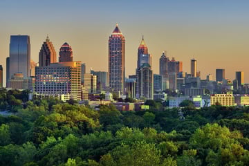 The Atlanta skyline at sunset