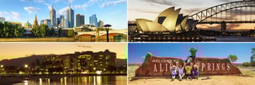 Melbourne, Sydney, Cairns and Alice Springs