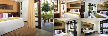 Avani Kalutara Resort, (clockwise from left): Superior Lagoon View Room, Standard Courtyard View Room, Superior Ocean View Room, Deluxe Ocean View Room and Deluxe Lagoon View Room