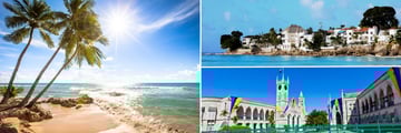 Barbados; West coast Beach, Caribbean Houses on the coast, Bridgetown