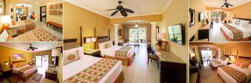 Barcelo Maya Palace, (clockwise from top left): Family Junior Suite, Junior Suite, Junior Suite Ocean Front Premier, Junior Suite Deluxe Ocean Front Premier and Suite Ocean Front Premier Level