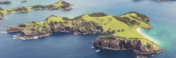 An aerial view of the Bay of Islands