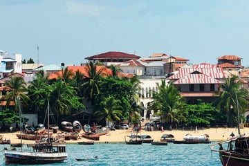 Beach and village in Zanzibar
