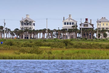 Beach houses in Galveston, Texas